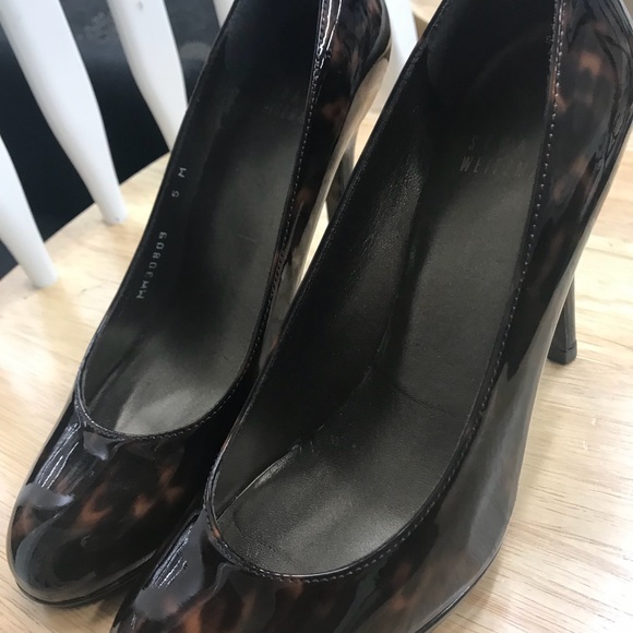 Stuart Weitzman Tortoise Shell Platswoon Pumps - Picture 3 of 7